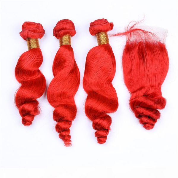 loose wave bright red human hair bundles deals 3pcs with closure wavy red colored 4x4 lace front closure with weaves indian virgin hair, Black
loose wave bright red human hair bundles deals 3pcs with closure wavy red colored 4x4 lace front closure with weaves indian virgin hair, Black