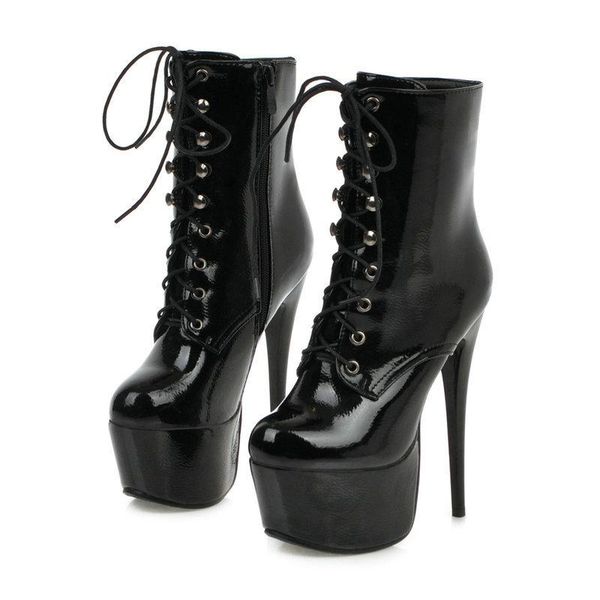 boots women pu leather fashion platform zipper ankle 15cm super high heel woman winter round toe shoes, Black
boots women pu leather fashion platform zipper ankle 15cm super high heel woman winter round toe shoes, Black