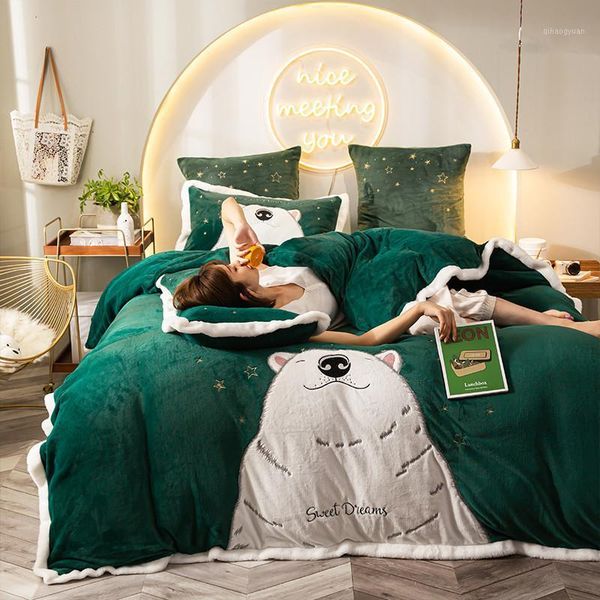 modern style 3 4pcs embroidery milk velvet duvet cover bed sheet pillowcases cartoon full big bear white green1
modern style 3 4pcs embroidery milk velvet duvet cover bed sheet pillowcases cartoon full big bear white green1