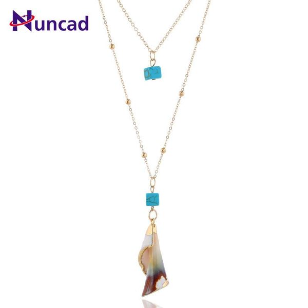 pendant necklaces bohemian beach wind retro natural shell personality clip bead chain double necklace, Silver
pendant necklaces bohemian beach wind retro natural shell personality clip bead chain double necklace, Silver
