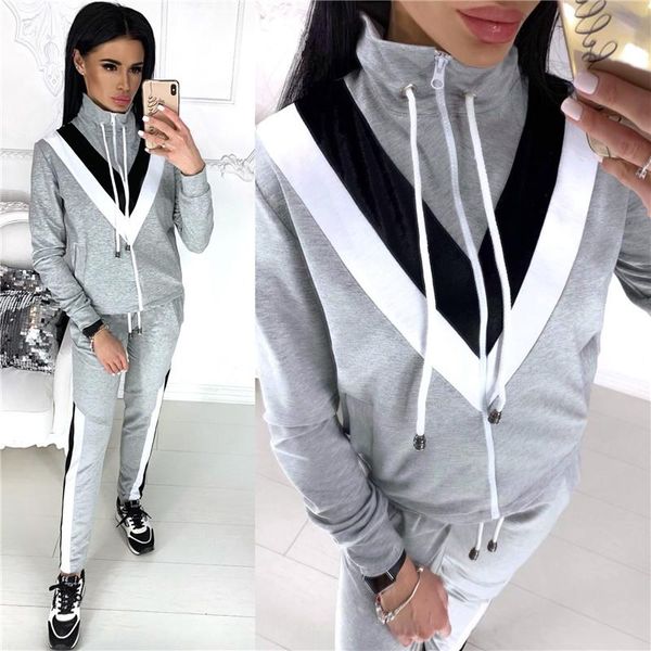 two piece set women spring autumn tracksuit stand collar zipper and pants sets casual slim sports female outfits conjuntos, Gray
two piece set women spring autumn tracksuit stand collar zipper and pants sets casual slim sports female outfits conjuntos, Gray