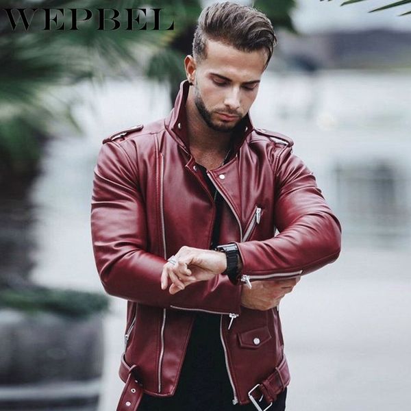 autumn motor pu leather jackets coat men outwear zipper turndown collar punk style biker faux leather jacket with belt q1210, Black;brown
autumn motor pu leather jackets coat men outwear zipper turndown collar punk style biker faux leather jacket with belt q1210, Black;brown