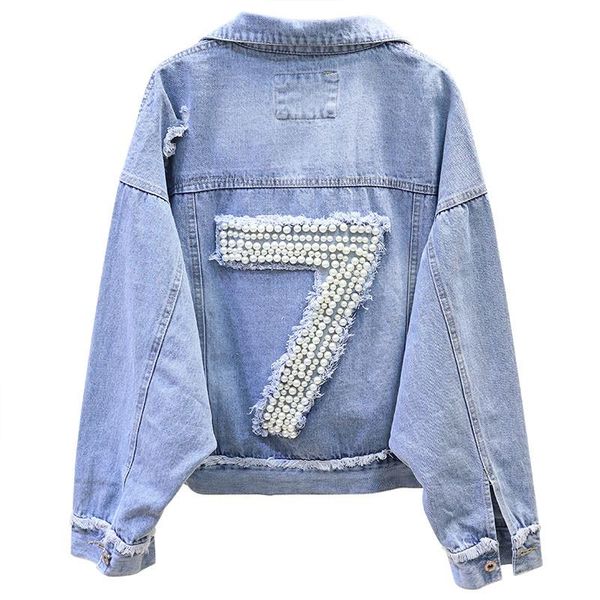 women's jackets plus size pearl beading denim women 2021 autumn long sleeve vintage casual jean jacket hole bomber coat r749, Black;brown
women's jackets plus size pearl beading denim women 2021 autumn long sleeve vintage casual jean jacket hole bomber coat r749, Black;brown