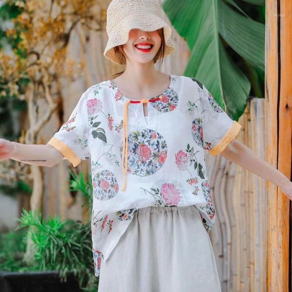 2020 summer new literary neckline buckle color matching printed cotton and linen shirt loose casual thin jacket women1, White
2020 summer new literary neckline buckle color matching printed cotton and linen shirt loose casual thin jacket women1, White