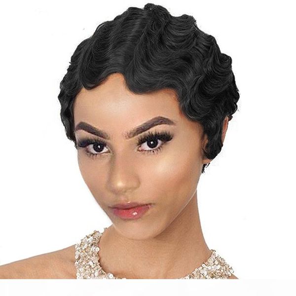 new designer retro classic water wave finger wave curly wig selling women full head set wigs 100% human hair adjustable cap, Black;brown
new designer retro classic water wave finger wave curly wig selling women full head set wigs 100% human hair adjustable cap, Black;brown