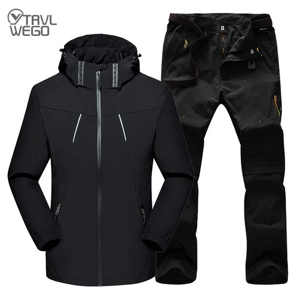trvlwego men spring autumn outdoor trekking hiking jackets and pants waterproof windproof male sports camping clothing 1 set q1201, Black;brown
trvlwego men spring autumn outdoor trekking hiking jackets and pants waterproof windproof male sports camping clothing 1 set q1201, Black;brown