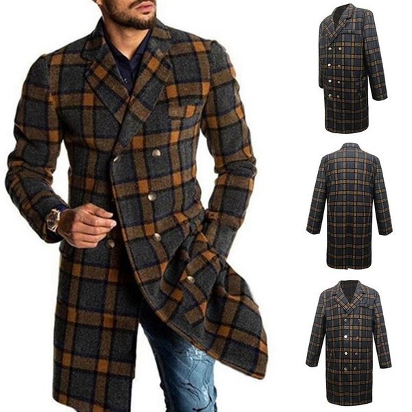 men's wool & blends men houndstooth gentleman woolen coat fashionable trench lapel overcoat double-breasted jacket mid-length male warm, Black
men's wool & blends men houndstooth gentleman woolen coat fashionable trench lapel overcoat double-breasted jacket mid-length male warm, Black