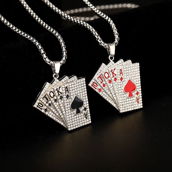 hip hop playing card flush necklace with chain men's poker punk pendant jewelry gift fashion street accessories kids toy q1209, Bronze;silver
hip hop playing card flush necklace with chain men's poker punk pendant jewelry gift fashion street accessories kids toy q1209, Bronze;silver