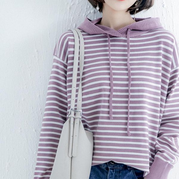 women's sweaters sweater 2021 autumn winter slim color matching striped hooded long-sleeved pullovers campus style, White;black
women's sweaters sweater 2021 autumn winter slim color matching striped hooded long-sleeved pullovers campus style, White;black