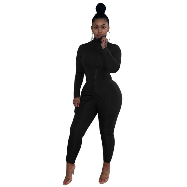 women high neck clothing suit long sleeve zipper cardigan clothes slim fit pants famale casual two piece sets, White
women high neck clothing suit long sleeve zipper cardigan clothes slim fit pants famale casual two piece sets, White