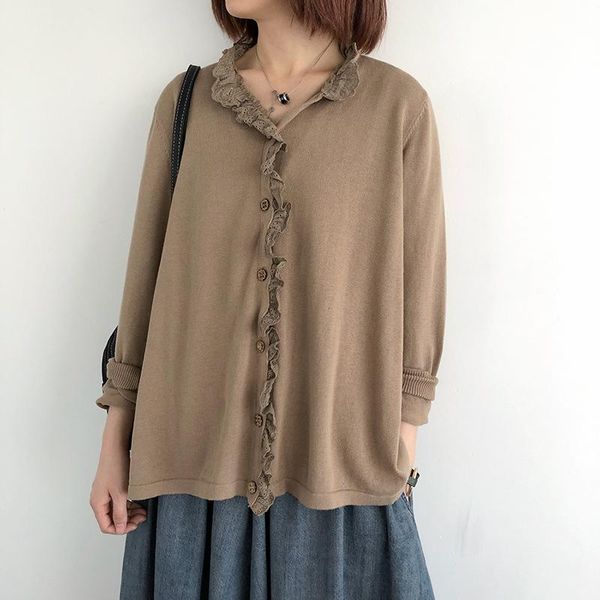 johnature women knitted shirts and blouses lace solid color 2020 autumn new button women vintage clothes korean style shirts top, White
johnature women knitted shirts and blouses lace solid color 2020 autumn new button women vintage clothes korean style shirts top, White