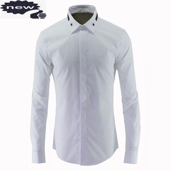 2021 new men black white formal bridegroom dress shirts star embroidery lapel collar spring long sleeved office work male c1210, White;black
2021 new men black white formal bridegroom dress shirts star embroidery lapel collar spring long sleeved office work male c1210, White;black