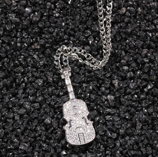 hip hop violin pendant necklace gold color iced out color pendant diamond gold silvery bling bling necklace, Silver
hip hop violin pendant necklace gold color iced out color pendant diamond gold silvery bling bling necklace, Silver