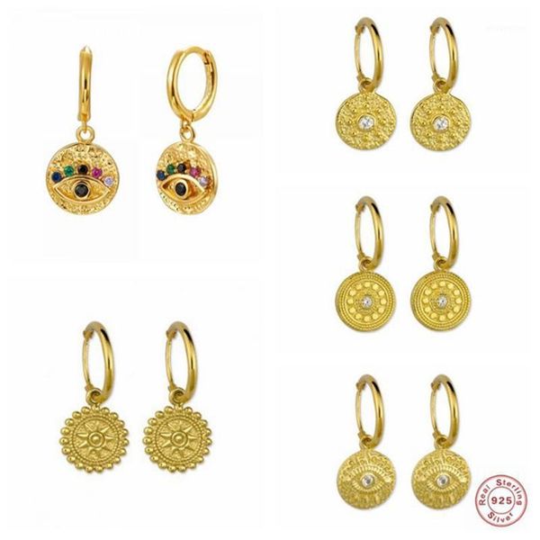 s925 sterling silver bling rainbow zircon eye huggies hoops earring for engagement valentine's pendientes fine earrings gift1, Golden;silver
s925 sterling silver bling rainbow zircon eye huggies hoops earring for engagement valentine's pendientes fine earrings gift1, Golden;silver