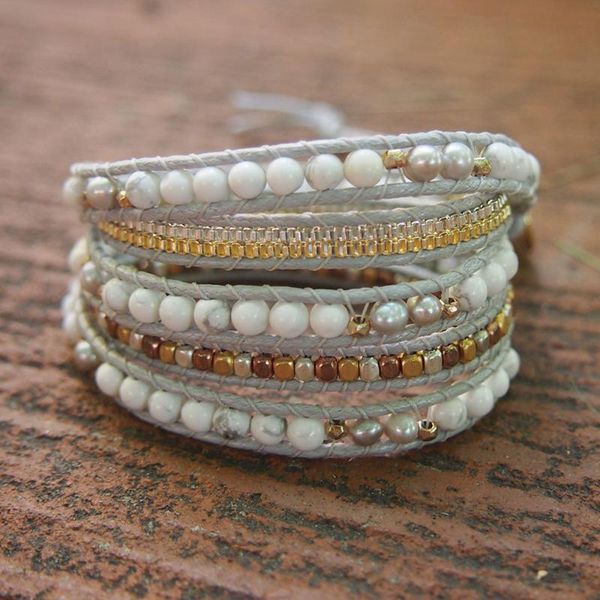 tennis stylish boho mix beads wrap bracelet for women white howlite metal pearl beadwork bracelets with gray cord natural stone jewelry, Golden;silver
tennis stylish boho mix beads wrap bracelet for women white howlite metal pearl beadwork bracelets with gray cord natural stone jewelry, Golden;silver