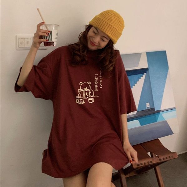 harajuku t-shirts women summer streetwear loose casual oversized t shirt new korean style letter print tee shirt femme p500 t200614, White 
harajuku t-shirts women summer streetwear loose casual oversized t shirt new korean style letter print tee shirt femme p500 t200614, White