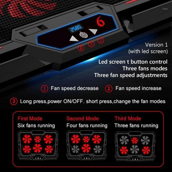 lapcooling pads gaming cooler six fan led screen two usb port 2600rpm pad notebook stand for stand1
lapcooling pads gaming cooler six fan led screen two usb port 2600rpm pad notebook stand for stand1
