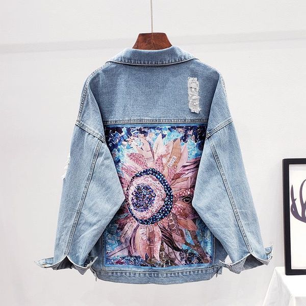 boho denim jacket for women frayed holes sequin floral appliques embroidery jeans jacket coat loose long sleeve outerwear female, Black;brown
boho denim jacket for women frayed holes sequin floral appliques embroidery jeans jacket coat loose long sleeve outerwear female, Black;brown