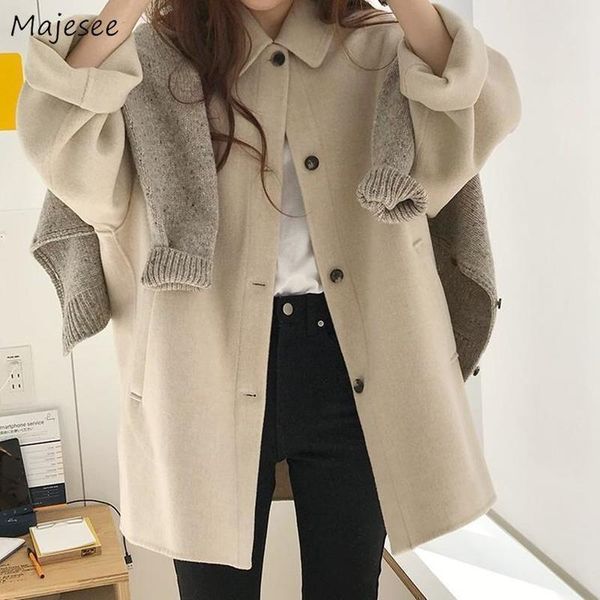 wool women winter outwear loose retro drop shoulder turn down collar ulzzang casual single breasted solid warm all-match fashion, Black
wool women winter outwear loose retro drop shoulder turn down collar ulzzang casual single breasted solid warm all-match fashion, Black