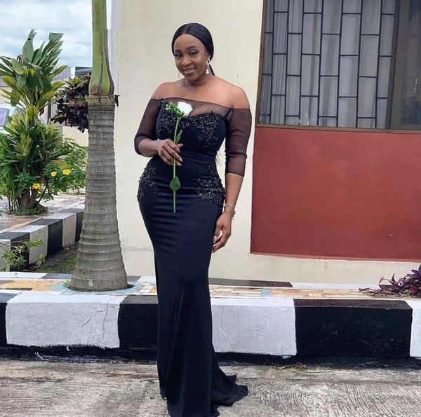 setwell off the shoulder mermaid evening dresses 3/4 long sleeves beaded floor length sweep train plus size prom party gowns, Black;red
setwell off the shoulder mermaid evening dresses 3/4 long sleeves beaded floor length sweep train plus size prom party gowns, Black;red