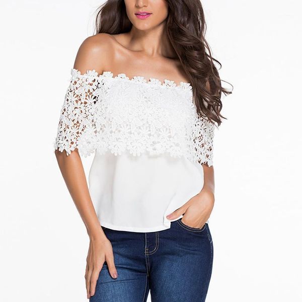 women's blouses & shirts women off the shoulder lace crochet chiffon blouse casual slash neck elegant floral plus size 6xl 6q04521, White
women's blouses & shirts women off the shoulder lace crochet chiffon blouse casual slash neck elegant floral plus size 6xl 6q04521, White