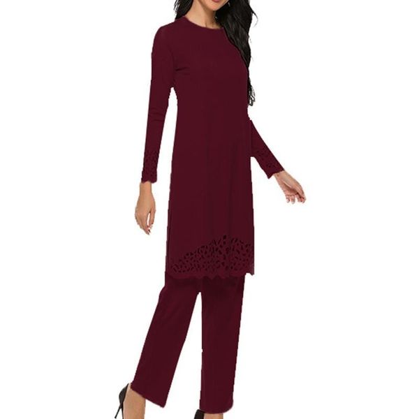 women muslim 2 pieces outfit hollow out split long sleeve tunic pants set solid color abaya dress hijab robe kaftan kg-17, Red
women muslim 2 pieces outfit hollow out split long sleeve tunic pants set solid color abaya dress hijab robe kaftan kg-17, Red