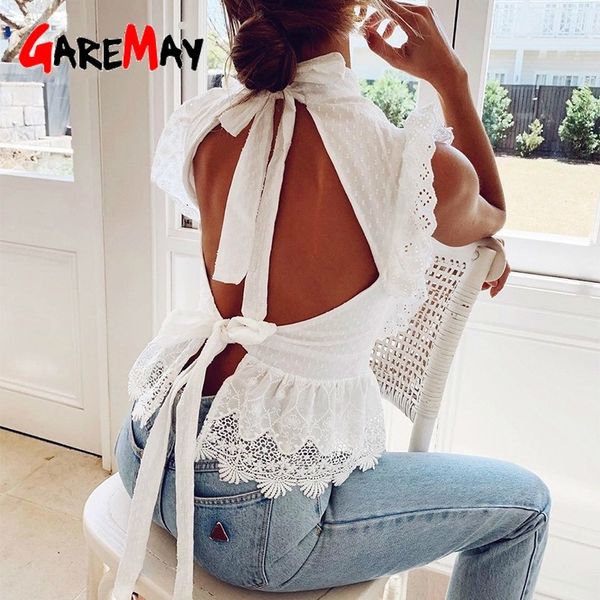 backless lace embroidery women tank ruffled hollow out peplum female summer style streetwear ladies white t shirt 
backless lace embroidery women tank ruffled hollow out peplum female summer style streetwear ladies white t shirt