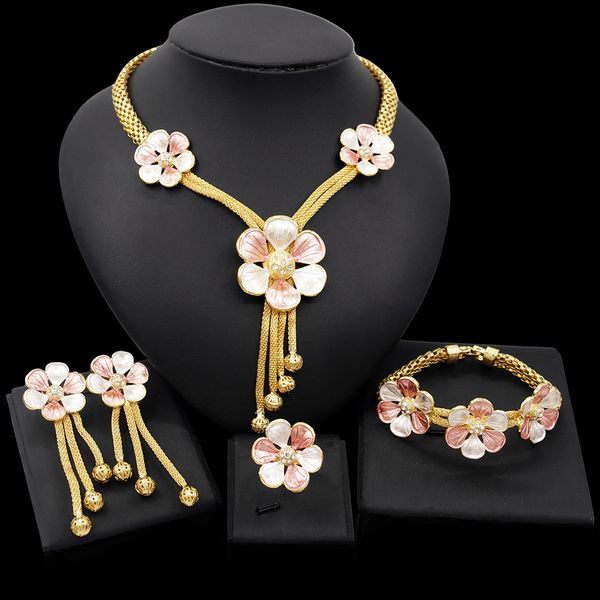 yulaili fashion romantic flowers pendant necklace earrings charm bracelet ring dubai gold jewelry sets wedding party gifts, Black
yulaili fashion romantic flowers pendant necklace earrings charm bracelet ring dubai gold jewelry sets wedding party gifts, Black