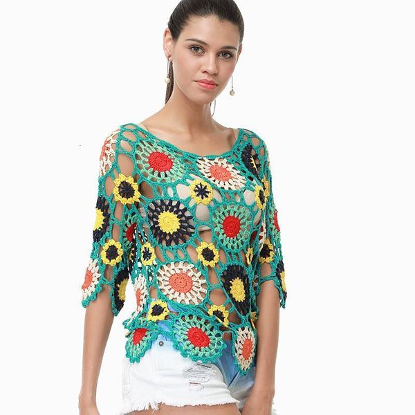 h80 s90 new 2021 women handmade crochet hollow out hook floral ladies beach cover up blouse loose casual pullover, White
h80 s90 new 2021 women handmade crochet hollow out hook floral ladies beach cover up blouse loose casual pullover, White