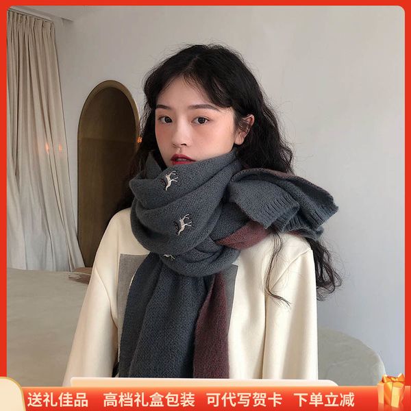 grey scarf woman winter versatile korean version thickened wool christmas elk gift for lovers man's neck gift box, Blue;gray
grey scarf woman winter versatile korean version thickened wool christmas elk gift for lovers man's neck gift box, Blue;gray