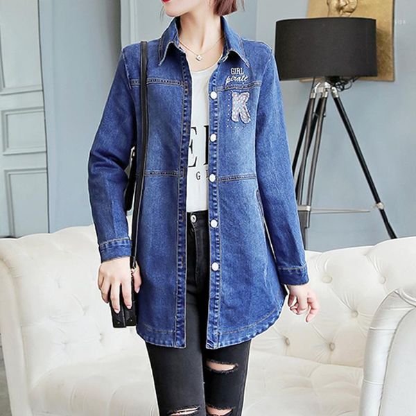 slim denim jacket female long section 2020 spring and autumn new cardigan student letters embroidered denim large size 5xl1, Black;brown
slim denim jacket female long section 2020 spring and autumn new cardigan student letters embroidered denim large size 5xl1, Black;brown