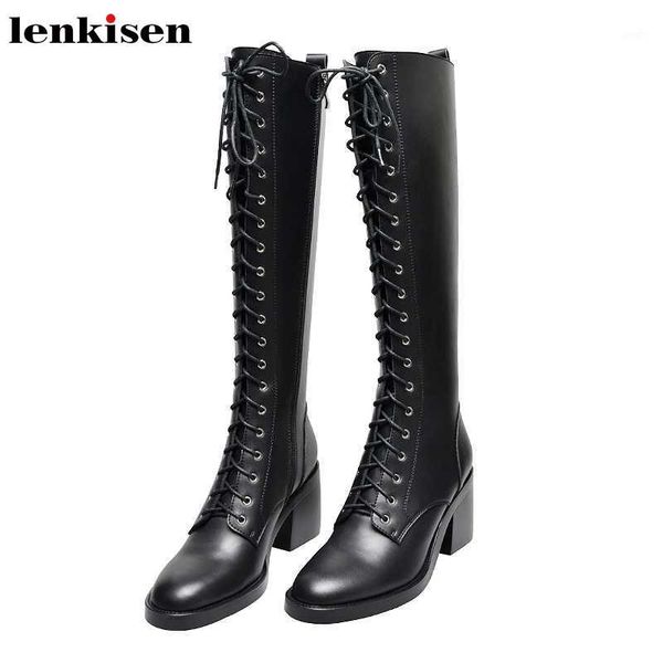 boots lenkisen european style lace up genuine leather knight round toe high heels winter warm black colors thigh l931
boots lenkisen european style lace up genuine leather knight round toe high heels winter warm black colors thigh l931