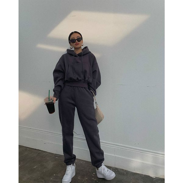 wholesale custom new women's long-sleeved casual transport hooded two-piece jogging suit, Gray
wholesale custom new women's long-sleeved casual transport hooded two-piece jogging suit, Gray