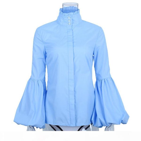 long wide lantern sleeve blue blouse women button down blouses shirts female 2018 autumn winter fashion turtleneck d18103104, White
long wide lantern sleeve blue blouse women button down blouses shirts female 2018 autumn winter fashion turtleneck d18103104, White