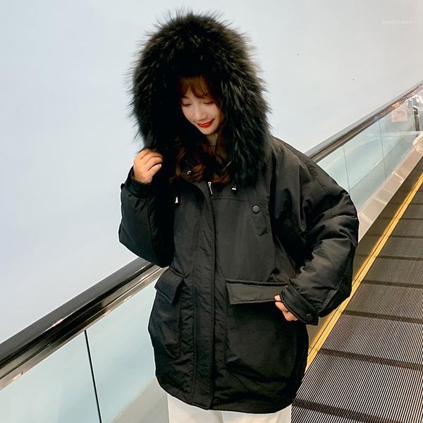 2019 new design women winter jacket cotton padded with thicken fur collar loose ladies coat outwear short parka fashion1, Black
2019 new design women winter jacket cotton padded with thicken fur collar loose ladies coat outwear short parka fashion1, Black
