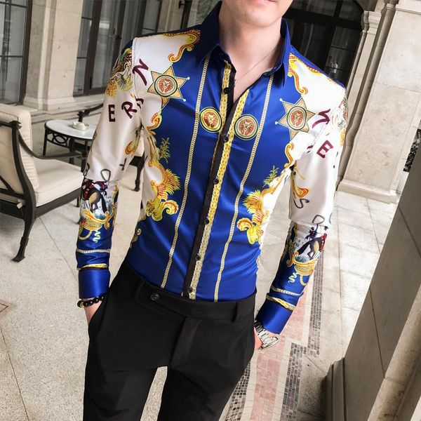 men new summer fashion slim fit floral shirts male clothing trend plus size casual flower stage wear blouses, White;black
men new summer fashion slim fit floral shirts male clothing trend plus size casual flower stage wear blouses, White;black