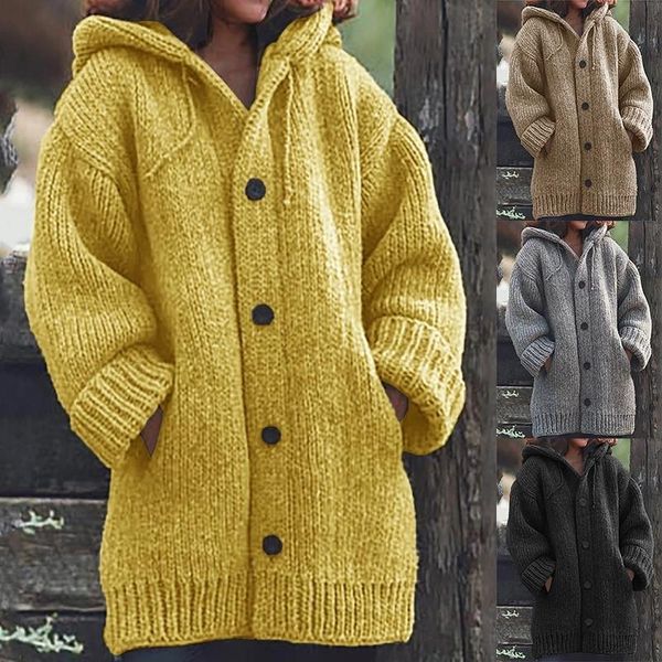 women hooded sweater coats single breasted long sleeve pocket warm coats ladies solid color clothes, White;black
women hooded sweater coats single breasted long sleeve pocket warm coats ladies solid color clothes, White;black