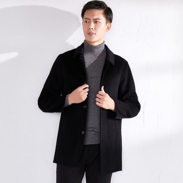 winter business long in double-sided cashmere coat lapels middle-aged men 100 pure wool woolen cloth coat, Black
winter business long in double-sided cashmere coat lapels middle-aged men 100 pure wool woolen cloth coat, Black