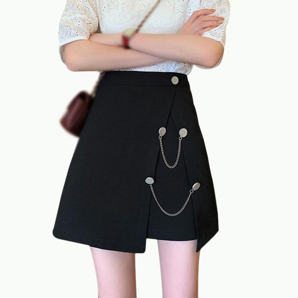 skirts summer simple versatile high waist irregular a-line skirt korean style slim asymmetrical solid button short, Black
skirts summer simple versatile high waist irregular a-line skirt korean style slim asymmetrical solid button short, Black