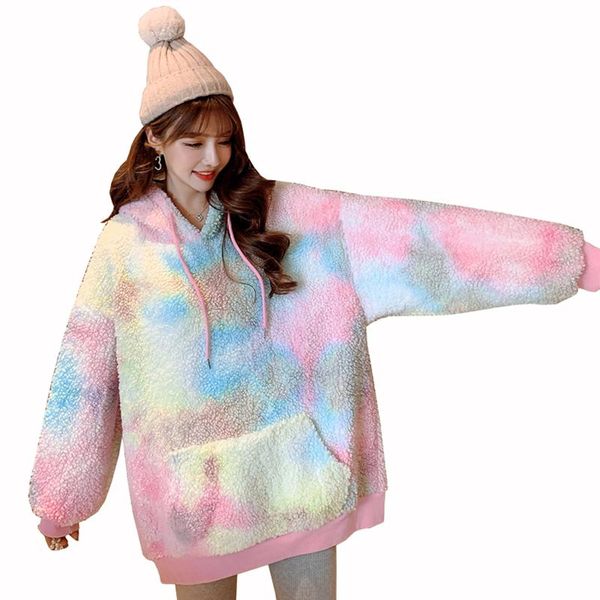 women's hoodies & sweatshirts winter fashion long women sweatshirt korean tie-dye rainbow pullover female warm and fleece hoodie mujer, Black
women's hoodies & sweatshirts winter fashion long women sweatshirt korean tie-dye rainbow pullover female warm and fleece hoodie mujer, Black