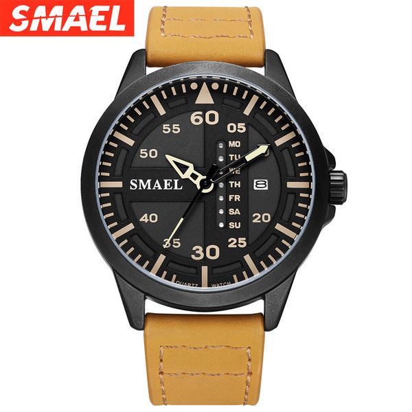 smer new watch outdoor sports quartz watch waterproof calendar leather multi function street trend men's watch, Slivery;brown
smer new watch outdoor sports quartz watch waterproof calendar leather multi function street trend men's watch, Slivery;brown