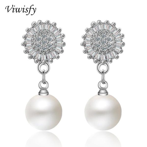 Viwisfy Crystal Pearl Studs Round Flower Jewelry Wedding Gift Real 925 Sterling Silver Earrings For Women VW21064, Golden;silver
Viwisfy Crystal Pearl Studs Round Flower Jewelry Wedding Gift Real 925 Sterling Silver Earrings For Women VW21064, Golden;silver