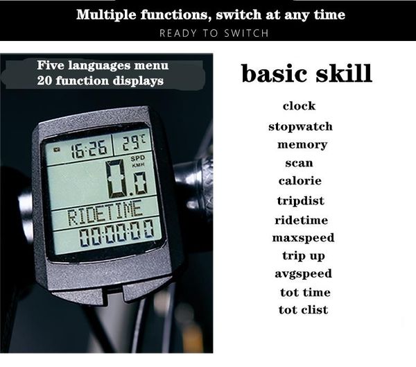 product waterproof bicycle computer wireless bicycle odometer satch speedometer bicycle computer in 5 languages
product waterproof bicycle computer wireless bicycle odometer satch speedometer bicycle computer in 5 languages