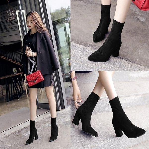 new women boots autumn/winter european and american ankle boots with pointed toes, thick heels and high heels shoes ankle, Black
new women boots autumn/winter european and american ankle boots with pointed toes, thick heels and high heels shoes ankle, Black
