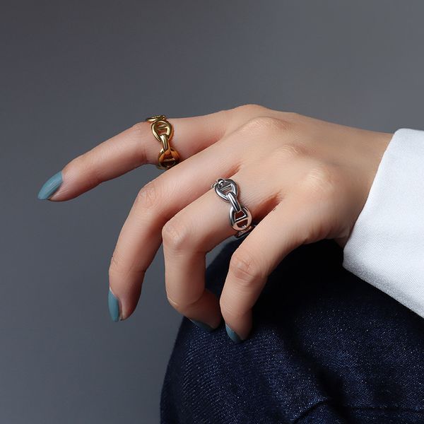 ins geometric japanese open female index finger ring titanium steel plated 18k gold a129, Silver
ins geometric japanese open female index finger ring titanium steel plated 18k gold a129, Silver