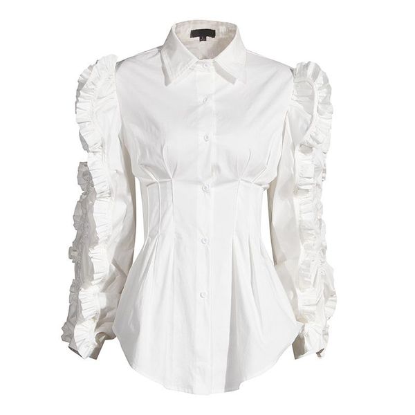 elegant ruffles long sleeve cotton blouse women 2020 spring autumn slim white/black shirts for women
elegant ruffles long sleeve cotton blouse women 2020 spring autumn slim white/black shirts for women