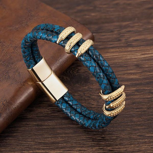 mens stainless steel bracelet vintage blue leather gold dragon claw punk jewelry handmade rope accessories fashion bangles gift, Golden;silver
mens stainless steel bracelet vintage blue leather gold dragon claw punk jewelry handmade rope accessories fashion bangles gift, Golden;silver