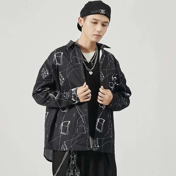 2021 brand spring autumn long sleeves new print white black collar korea style shirt for men's clothing yuth
2021 brand spring autumn long sleeves new print white black collar korea style shirt for men's clothing yuth