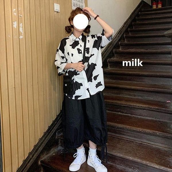 deeptownt cow print shirt womens korean style vintage fashion summer blouse women harajuku loose leisure shirts women streetwear, White
deeptownt cow print shirt womens korean style vintage fashion summer blouse women harajuku loose leisure shirts women streetwear, White