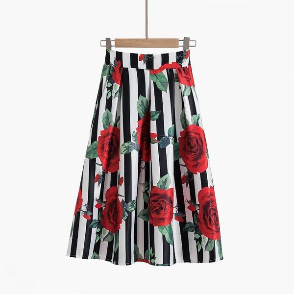 chic striped floral vintage skirt with pockets high waist elastic midi skirts womens a-line swing spring summer 2021 jupe femme1, Black
chic striped floral vintage skirt with pockets high waist elastic midi skirts womens a-line swing spring summer 2021 jupe femme1, Black